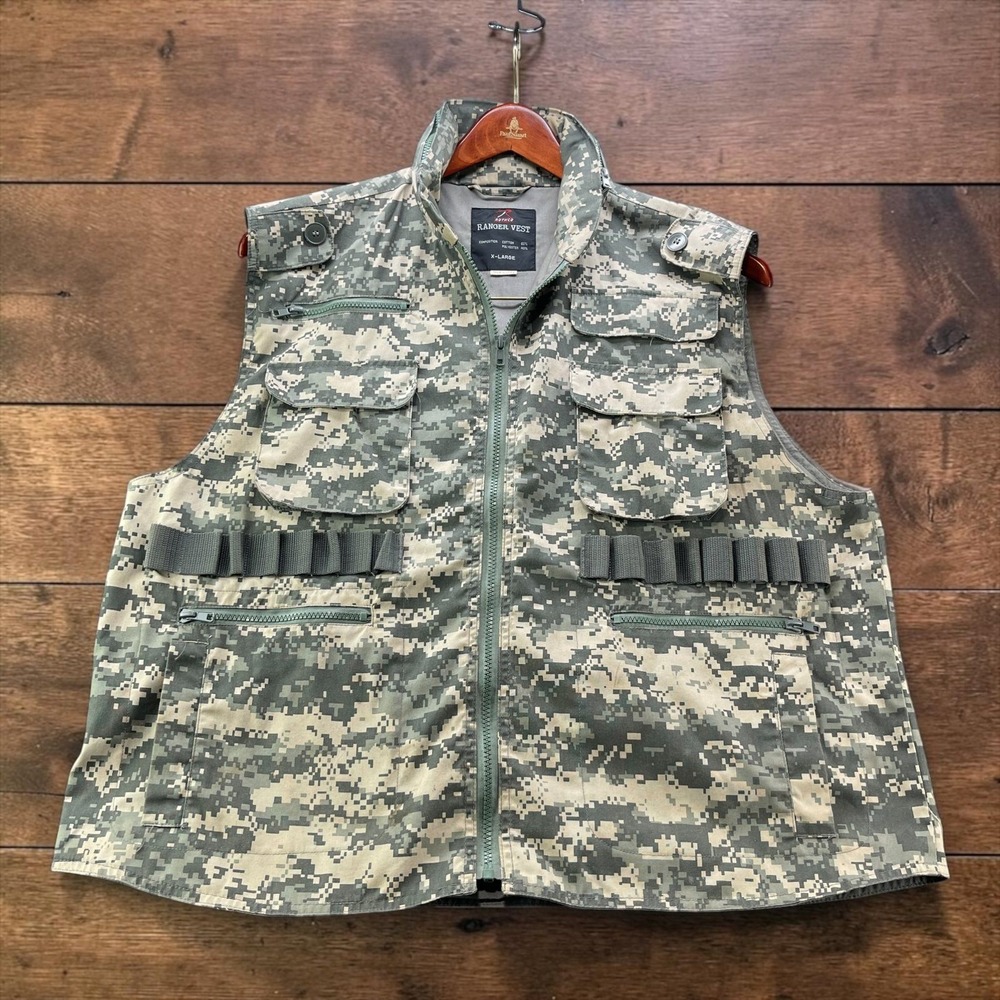 Rothco Ranger Vest Mens XL ACU Digital Camo Tactical Utility Cargo Multi Pocket